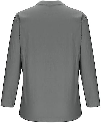 Loose Button Down Shirts for Women Fall Trendy Solid Tunic Tops Daily Casual Going Out 3/4 Sleeve V Neck Blouses