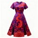 Purple Chinese Dragon Embroidered Qipao Dress with Mandarin Collar