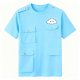 Light Blue Multi-Pocket Cargo T-Shirt with Cartoon Cloud Print