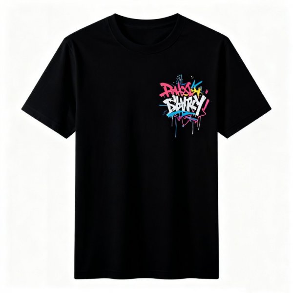 Graffiti Style Colorful Letter Print Black T-Shirt