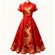 Red Phoenix Embroidered Chinese Wedding Dress with Pockets