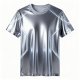 Silver Metallic T-Shirt with Futuristic Line Accents