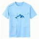 Light Blue Multi-Pocket Cargo T-Shirt with Dolphin Print